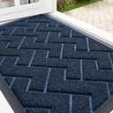 OLANLY Front Door Mat Indoor Outdoor Entrance, Waterproof All-Season, All-Weather Welcome Doormat, Sturdy Natural Rubber, Low Profile, Easy Clean Patio Porch Entryway Outside Floor Mat, 47x32, Blue