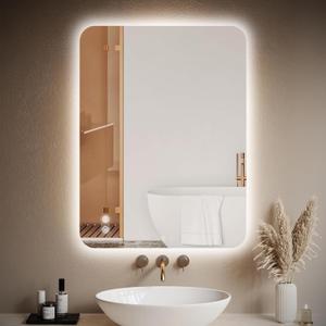 EOGOW Backlit Mirror for Bathroom,36"x24" Backlit LED Bathroom Mirror Wall Mounted with Anti-Fog,Stepless Dimmable,3 Color Lights,High Lumen, UL Listed,Tempered Glass