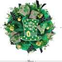 TEMPUS 16 Inch St. Patricks Wreath Decor Artificial Spring Shamrock Door Hanging with Mesh Tube, Yarn Ribbon & Berries, Indoor/Outdoor Holiday Wall Decor for Home, Farmhouse, Gifts