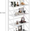 JSB No Assembly Folding Bookshelf, 5 Tier Industrial Metal Book Shelf for Storage, Vintage Wood Foldable Bookcase for Living Room, Bedroom, Office Organization Shelves