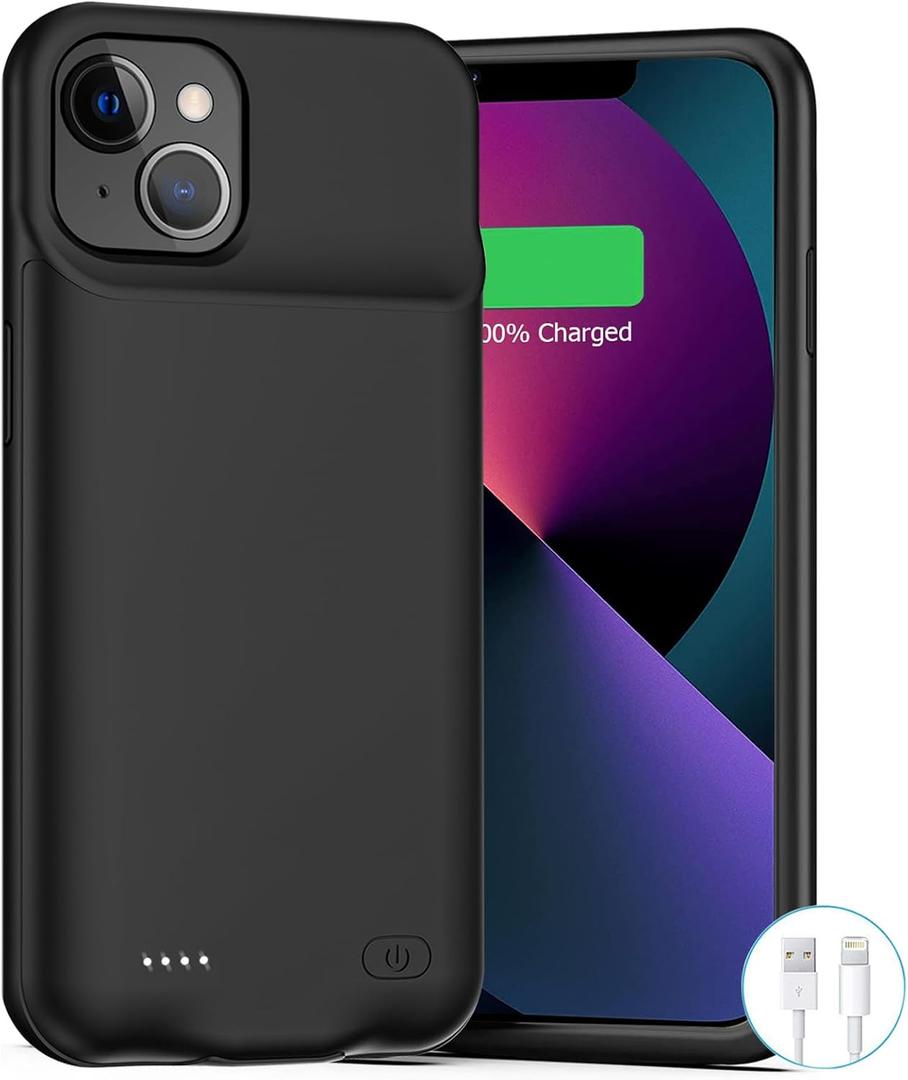 Battery Case for iPhone 12 Mini /13 Mini, Upgraded 6500mAh Rechargeable Portable Charging Case Compatible with iPhone 12 Mini /13 Mini (5.4 inch) Extended Battery Pack Protective Charger Case (Black)