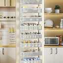 8-Tier Over The Door Pantry Organizer with Mesh Baskets, Adjustable & Stable Hanging Spice Rack for Kitchen, Bathroom, Bedroom, and Baby Essentials Storage (16" W 8-Tiers, White)