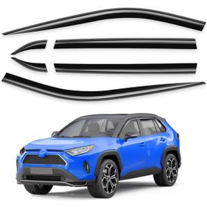 6 pcs Tape-On Rain Guards Fit for Toyota Rav4 Rav 4 2019 2020 2021 2022 2023 2024 2025, Window Rain Guards Visors Vent Visors Window Deflector Out-Channel Vent Shades Car Accessories -6 pcs