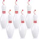 Funtery 6 Set Bowling Lovers Gifts for Men Women 25 oz Reusable Bowling Pin Plastic Water Bottles with Straws and Lids Sports Fans