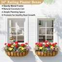 Window Box Railing Planter with Coco Liner 2 Pack 24 Inch Metal Hanging Flower Planter Deck Railing Planters Boxes for Balcony Outdoor Plants Fence Porch Patio