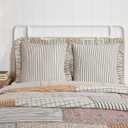 VHC Brands Kaila Vintage Farmhouse Bedroom Decor, Fabric Blue Stripe Euro Sham 26x26