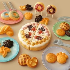 GILOBABY 34PCS Tea Party Play Food Set, Complete Bakery Pretend Play Toys with Cake, Donuts, Cookies & Plates for Kids Ages 4 5 6 7 8