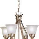 Kichler Dover 4-Light Mini Chandelier in Brushed Nickel with Satin Etched Seeded Glass, Traditional Lighting Fixture for Dining Room or Entryway, 2019NI