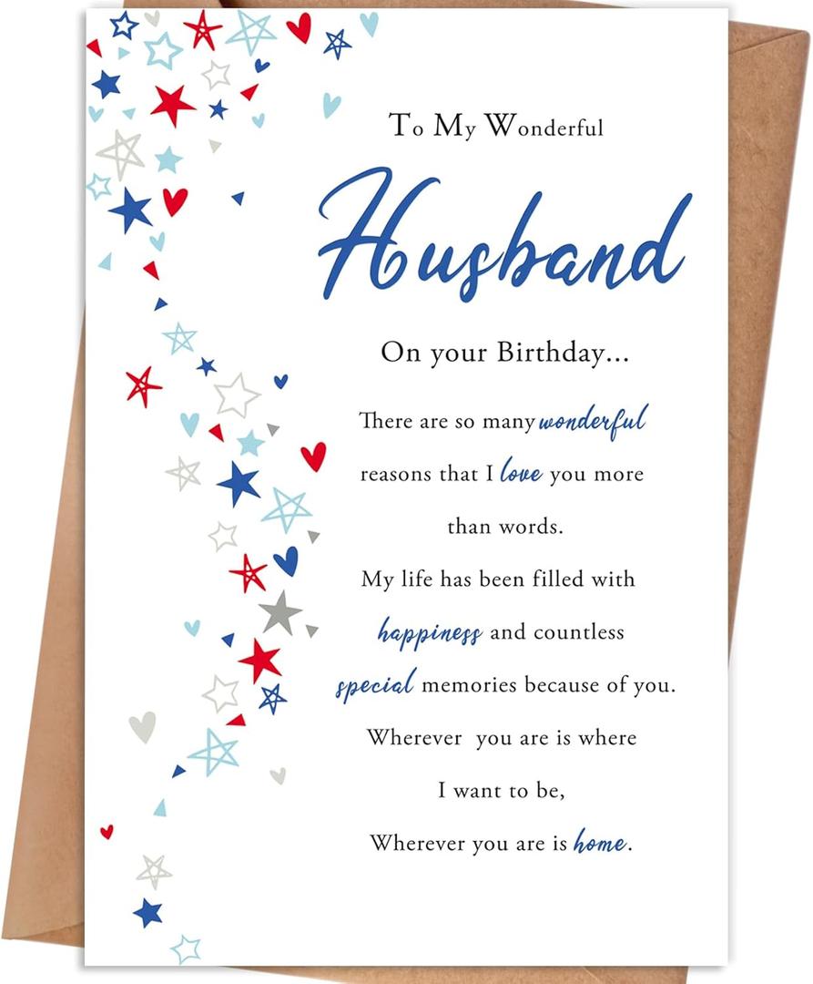 2 x Happy Birthday Card for Husband, 8*5.3 inches