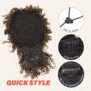 builson Drawstring Ponytail for Black Women, Afro Puff Kinky Curly Hair Ponytail Extension with Bangs Updo Natural Hair Ponytail (T27 Natural Black/Blond)