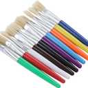 Craft Brushes, Bristle Material Aluminum Tube Interface Easy Flat Paint Brush 5 Flat Brushes and 5 Barrel Brushes