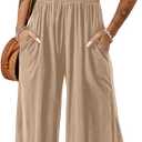 Dokotoo Women's Casual Loose Overalls Jumpsuits One Piece Sleeveless Wide Leg Long Pant Rompers With Pockets (Brown, XL)
