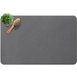 Diatomite Stone Bath Mat, Premium Non-Slip Natural Diatomaceous Earth Bathtub Quick Drying Mats for Bathroom Floor (23.6" x 15.4" Dark Gray)