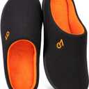 VeraCosy Men's Two-Tone Memory Foam House Slippers Indoor Outdoor Durable Rubber Sole (11-12, Orange)