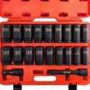 NEIKO 02347A 3/4-Inch Drive Socket Set, Master 20-Piece SAE and Metric Socket Set, SAE 1" to 1 1/2" and Metric 26 to 38 mm, Extension Bars Included