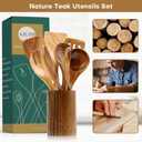 10 Pack Wooden Utensils for Cooking, Wood Utensil Set for Kitchen, Teak Wooden Spoon for Cooking, Non-Stick Spatula Ladle