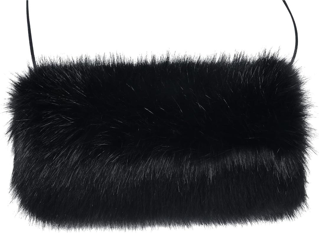LA CARRIE Faux Fur Hand Muffs Women Winter Warmer Fuzzy Pouch Furry Plush Muffler Wedding Girl Kids Elegant Luxury Chic