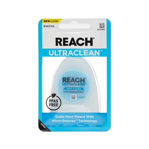 REACH Ultraclean Dental Floss, Mint, Plaque Remover for Teeth, Shred Resistant, Waxed, Easy on Gums & Teeth, Mint, Oral Care, PFAS Free, for Adults & Kids, 1 Pack, 30 yd