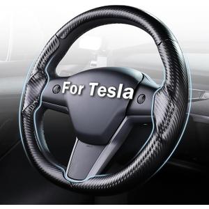 Steering Wheel Cover for Tesla Model 3 (2017-2023) / Model Y (2020-2024),Anti-Slip,Comfortable Grip, Breathable,Customized for Tesla Model 3/Y Accessories,Matte Black