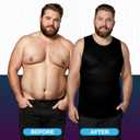 QORE LOGIQ Gynecomastia Compression Shirt Men - Premium Slimming Undershirt Compression Tank Top Mens Shapewear & Body Shaper (Medium, Black)