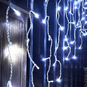 15ft Christmas Icicle Curtain LED String Light Indoor and Outdoor Use (Cool White)