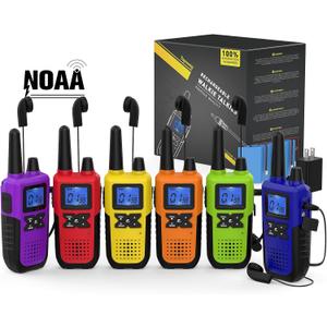 Topsung Walkie Talkies for Adults Long Range Rechargeable with Earpiece NOAA Weather Alert, Multi-purpose 2 Way Radio 6 Pack for Team Work Senior Care Kid Adventure Family Camping Hiking Skiing Cruise