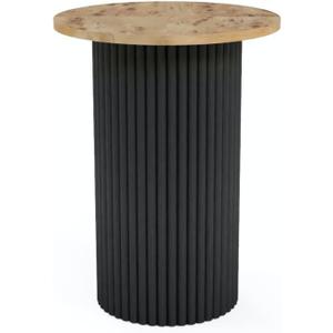 Stead Round Fluted Accent Side Table - Slim Fluted Accent Piece for Narrow Spaces - Oak End Table for Living Room & Bedroom - 17" Round Top, Black with Burl Top
,  Product Dimensions 17"D x 23"W x 17"H Item Weight 9 pounds