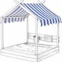 SATINIOR 47 x 40 Sandbox Replacement Canopy Blue and White Top Cover for Sandbox with Canopy UV Resistant Waterproof Oxford Fabric Roof Cover for Outdoor Shade Shelter