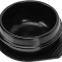 Vaguelly Korean Dolsot Stone Bowl, Korean Bibimbap Bowl Soup Bowl Korean Cooking Pot with Tray, Traditional Korean Cookware for Gas Stovetop, Dishwasher Safe, 500mL
