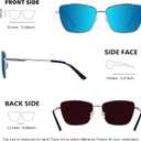 MAXJULI XL Size Extra Large Polarized Sunglasses 151 MM for Big Wide Heads Women Metal Glassess 8815 (Silver+ice Blue)