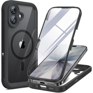 Miracase for iPhone 17 Case 6.3'', Full-Body Bumper Military Drop Protection Outdoor Phone case with Built-in Glass Screen &Camera Control,Easy Installation,No Gap,Compatible with MagSafe,Black