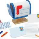 Melissa & Doug My Own Wooden Mailbox Activity Set and Educational Toy Kids Toy Mailbox With Reusable Letters And Post Cards, Pretend Play For Preschoolers And Kids Ages 4+
