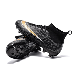 Peggybuy Men's and Women's Soccer Shoes Firm Ground Football Cleats Lightweight Outdoor Football Shoes High-top Rugby Boots 44