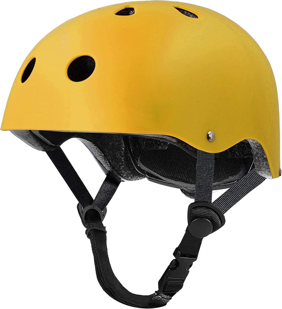 Tourdarson Skateboard Helmet Impact Resistance Ventilation for Youth & Adults (Yellow, Medium)