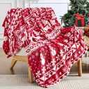 Edenleaf Christmas Blanket Soft Cozy Fleece Throws with Snowman Snowflake Reindeer and Xmas Trees Print, Fuzzy Warm Christmas Throw Blanket for Couch Bed Holiday Decorations Gifts 50"x60" (Red) (04 Xms Red)