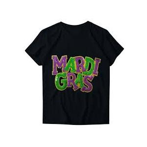 Carnival Shirts for Women Fat Tuesday V Neck Shirt New Orleans Carnival Sequins Short Sleeve Tee Tops Black L