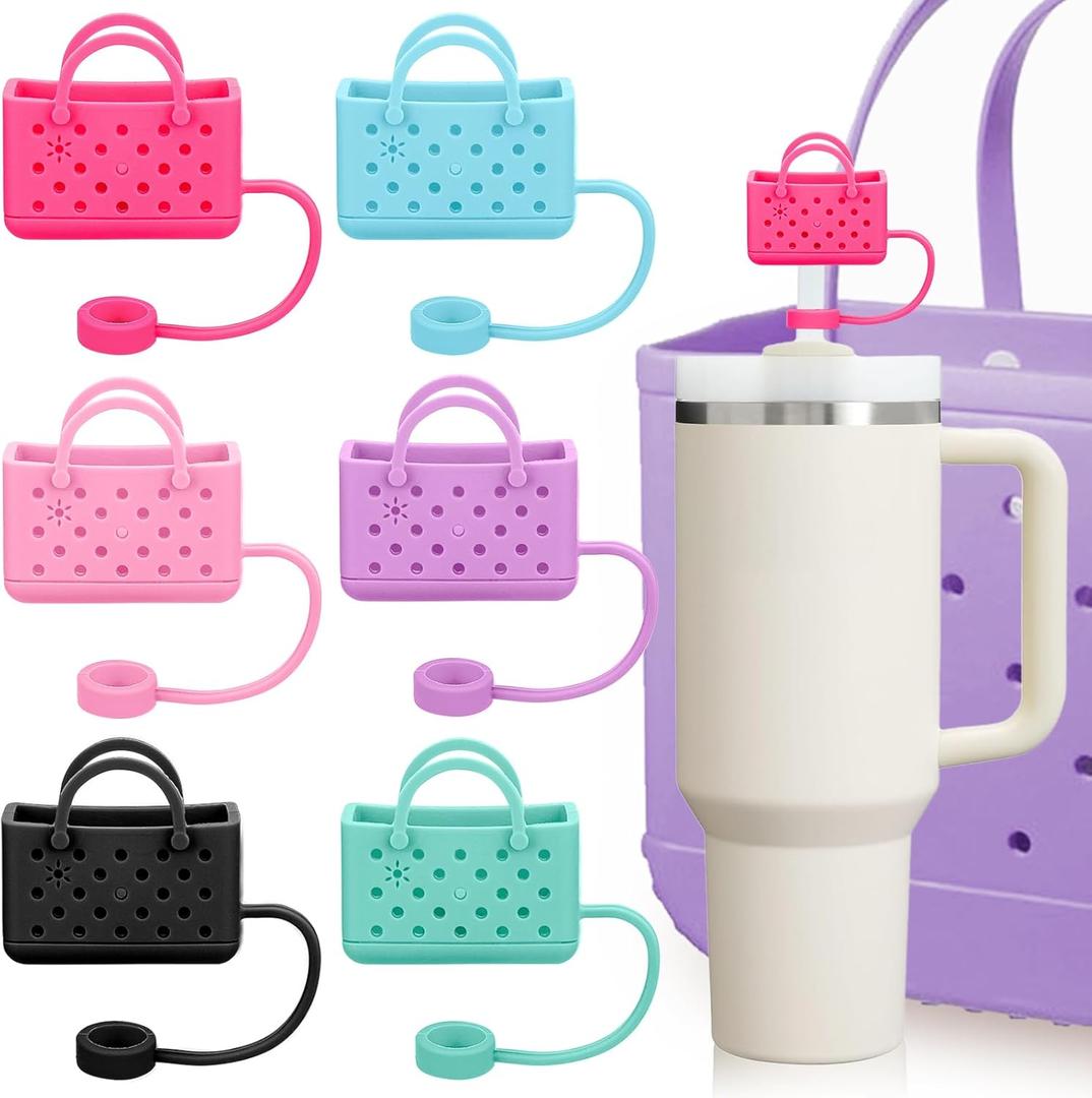 AIERSA Straw Cover Cap for Stanley Cup, Cute Beach Bag Straw Topper for 40/30oz Tumbler, Bag Straw Cover for Stanley Cup Accessories