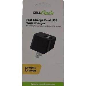 CELL CANDY FAST CHARGE DUAL USB WALL CHARGER 12 Watts