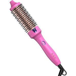 K&K 1.5 Inch Ceramic Tourmaline Ionic Curling Iron (Rose Red, 1.5 Inch) - Thermal Brush Heated Curling Brush, Dual Voltage, Volumizer, NON-DAMAGING 350 DEGREE HEAT