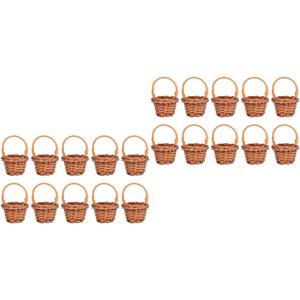 DOITOOL Miniature Baskets: 10 Pcs Rustic Rattan Mini Woven Basket with Handles, Coffee Brown, 2.36x1.57x1.18 inches, 1:12 Scale, Home Decor, Crafts, Dollhouse Accessories