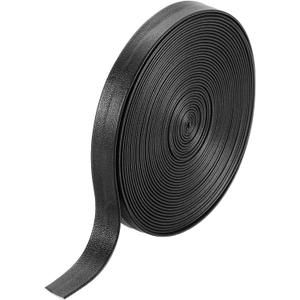 uxcell 5 Yard 10mm PU Faux Leather Strips, Fold Over Leather Strap Roll Double Sided Faux Supplies for DIY Craft Projects, Black