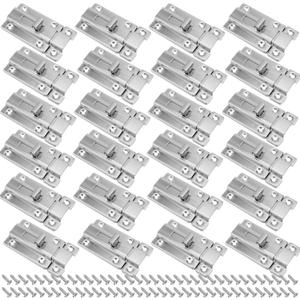 KEILEOHO 24 Pack 2 Inch Stainless Steel Latch Sliding Door Lock,Surface Mounted Slide Door Latch, Bathroom Stall Lock for Hotel, Home, Room Doors