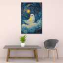 GSPQAZ Smiling Ghost with Star Canvas Print - Playful Halloween Wall Art for Home Dcor 12x18-Unframed (U696)