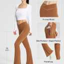 baleaf Women's Flare Leggings with Zipper Pockets Crossover High Waist Bootcut Yoga Pants Tummy Control Bell Bottom Leggings (XL)