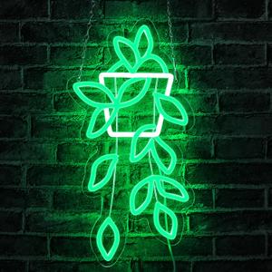 Green Planter Neon Lights,LED Hand Bouquet Neon Signs for Wall Decor, Neon Light Sign Neon Room Decor,USB Night Lights for Bedrooms,Shops,Florists,Bars,Parties,Wedding,Holiday Gifts (Green-Flower Pot)