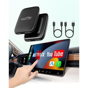 5-in-1 Wireless Android Auto & Carplay Adapter, Wireless CarPlay Adapter Support Netflix/YouTube/TF, USB-A/USB-C Cables, Convert Wired to Wireles Apple Dongle, Magic Video Box Car Play for iPhone