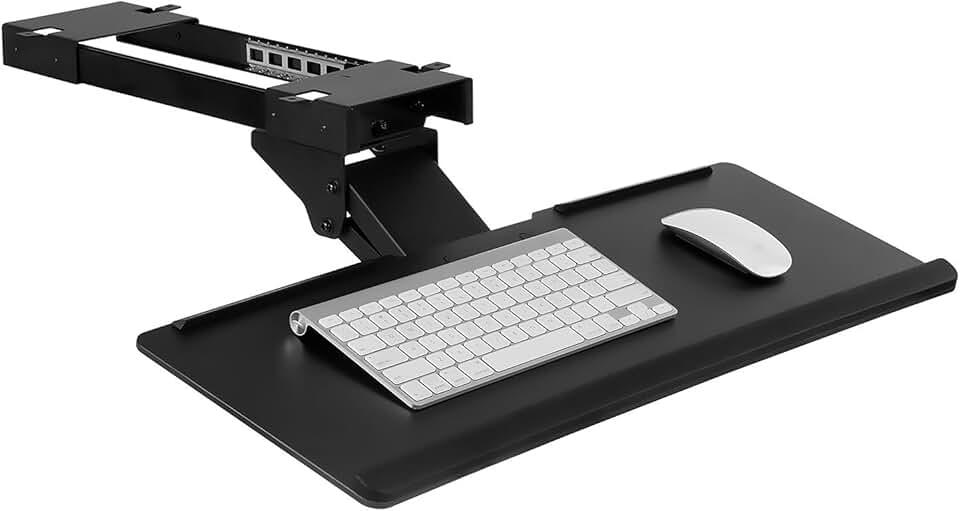 Mount-It! Keyboard Tray Under Desk, Full Motion Computer Keyboard and Mouse Tray, Slide Out Ergonomic Keyboard Drawer with Gel Wrist Pad, 26" Wide, Tilt, Swivel and Height Adjustment, Black