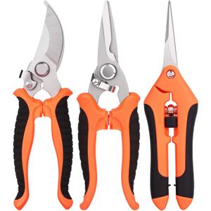 3 Pcs Garden Shears, Stainless Steel Gardening Scissors, Pruning Shears for Gardening, Pruning Scissors for Flowers Fruit Tree