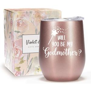 Violet & Gale Godmother Proposal Gifts 12oz Wine Glass Tumbler Will You Be My Godmother New Godparents Announcement Gift Keepsake Coffee Mug
