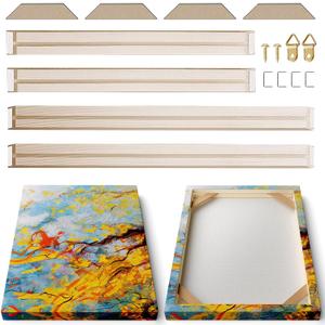 4pcs DIY Wooden Canvas Stretcher Bars Canvas Frame Kit for Gallery Wraps Sturdy Solid Wood Bars for Oil Paintings, Gallery, Posters, Diamond Painting, Home Studio Wall Decor